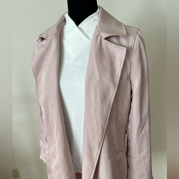 Express Elegant Women's Light Blush Pink Open Long Blazer Coat Size Medium - Picture 6 of 10